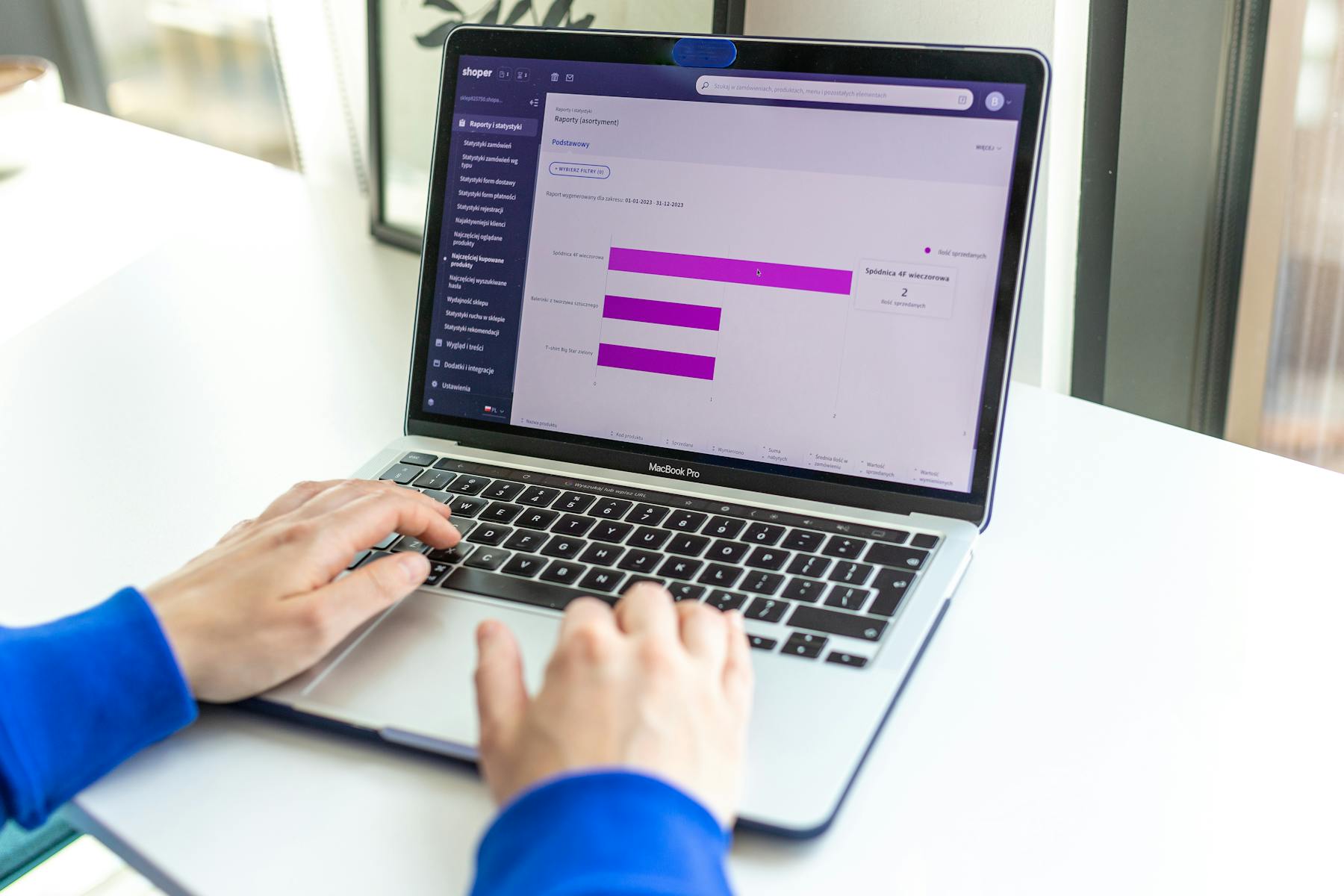 Ecommerce analytics on laptop screen