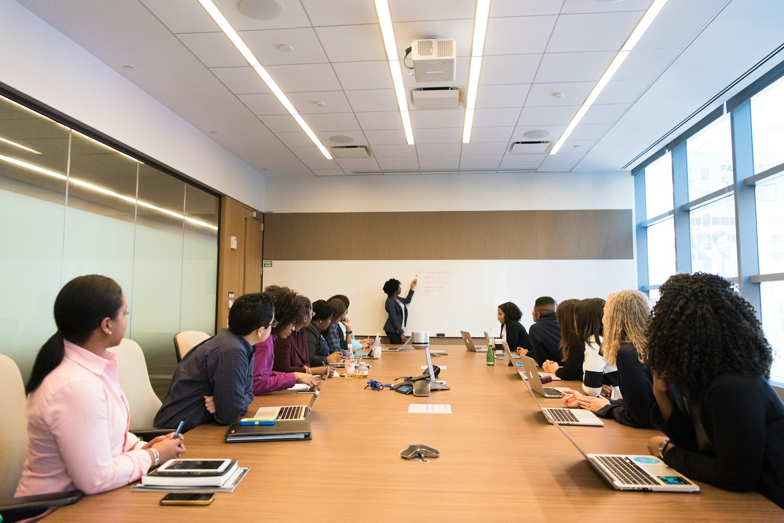 Leadership team planning in a conference room