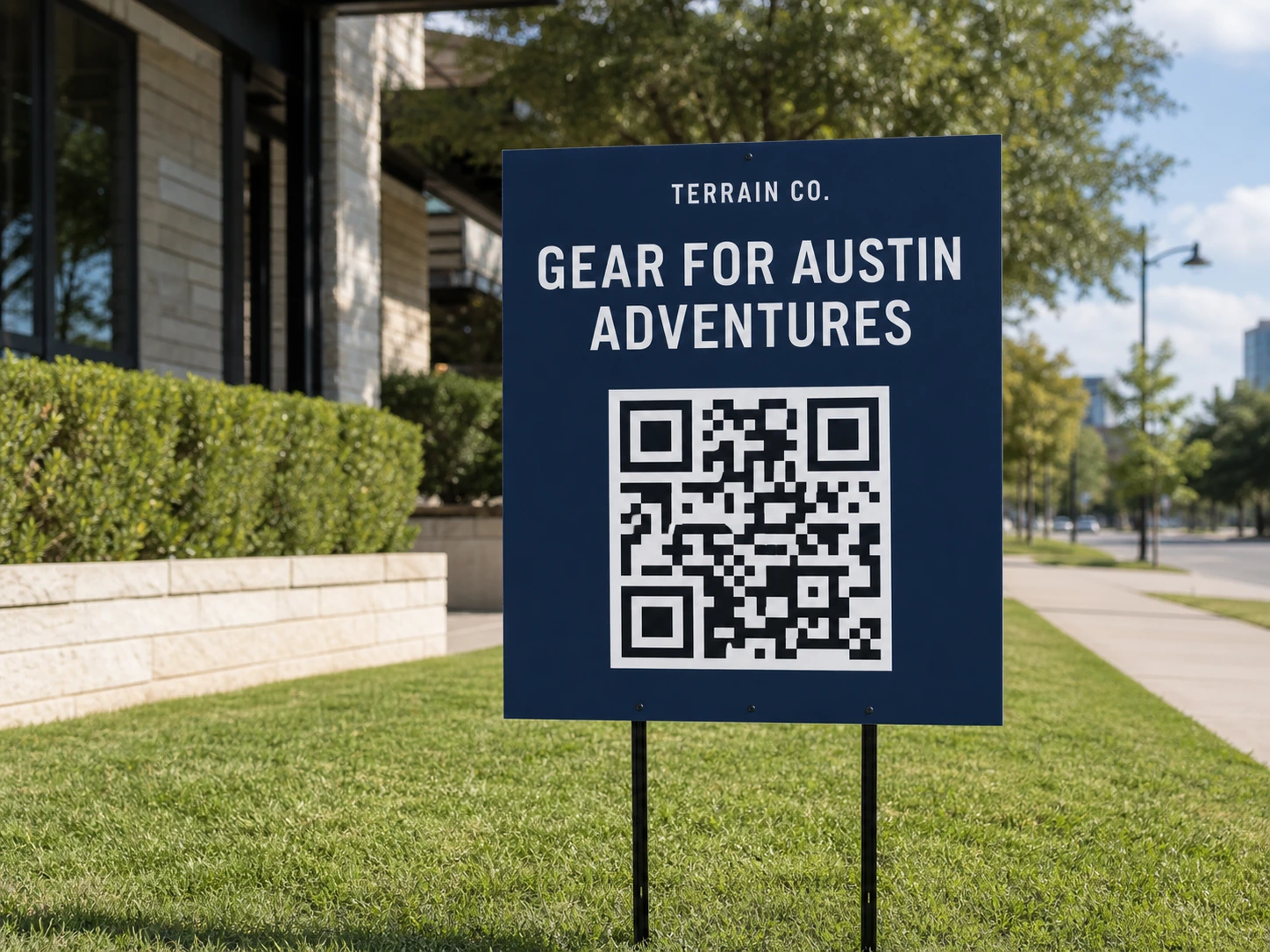 Illustrative QR yard sign placement
