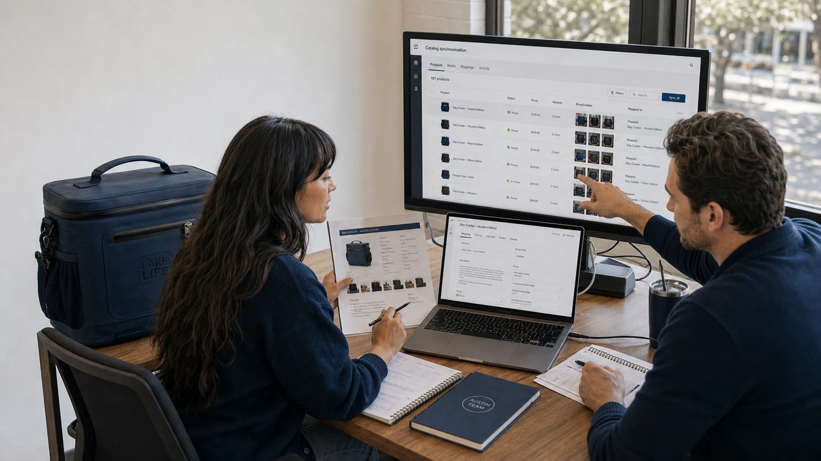 A commerce team connecting the Lake Life ATX catalog and approved product media
