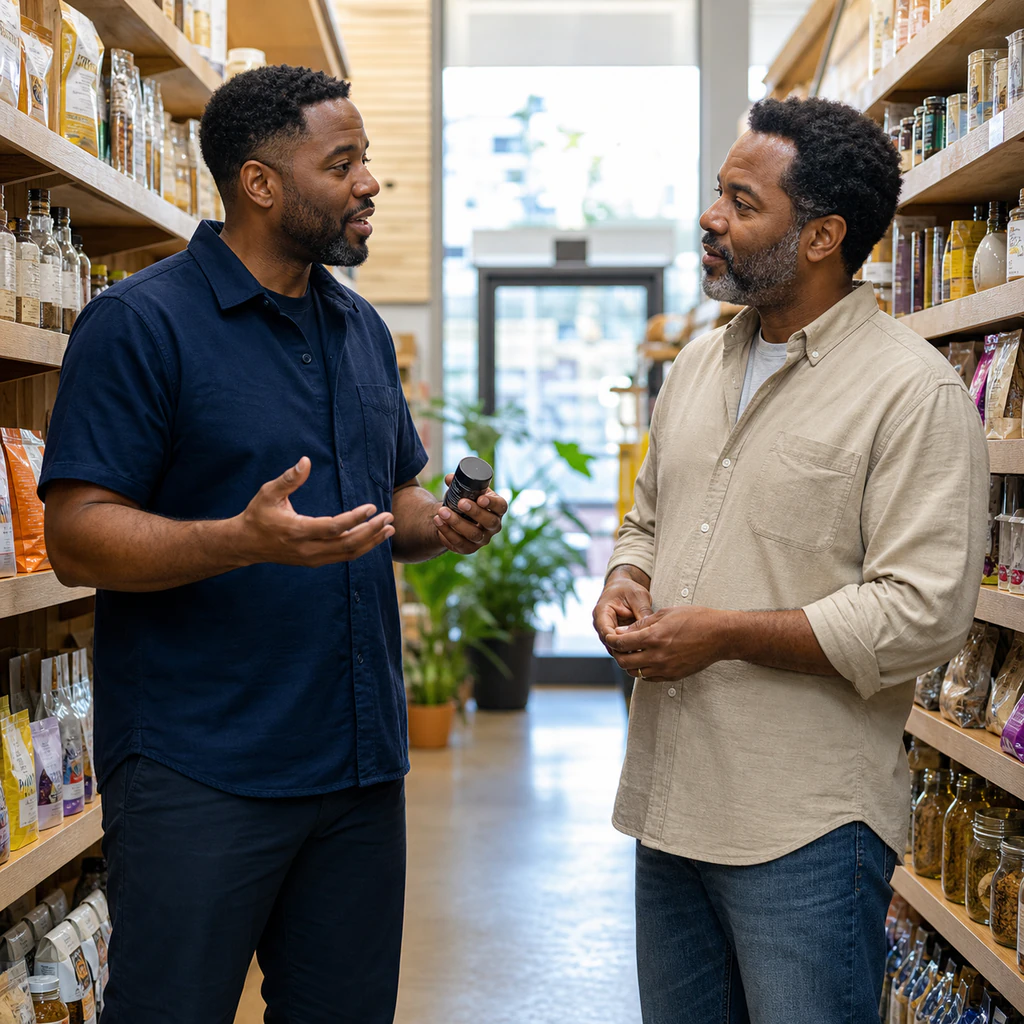 An operator introducing a product to an independent shop owner