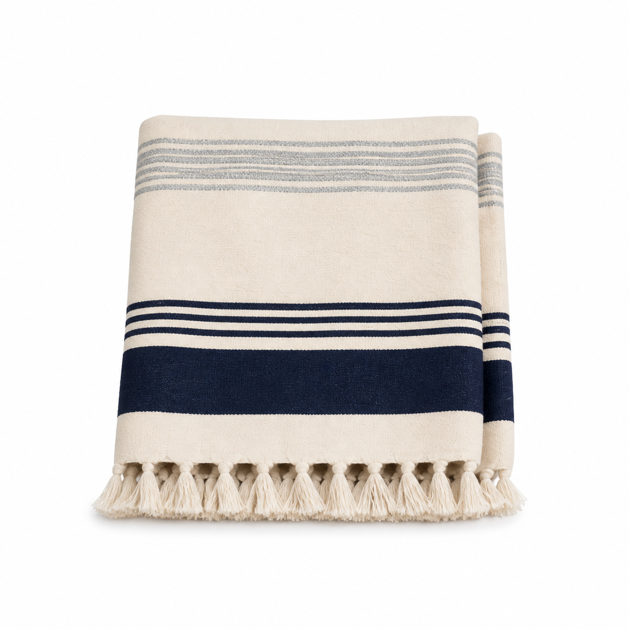 Cream and navy striped Quick-Dry Towel
