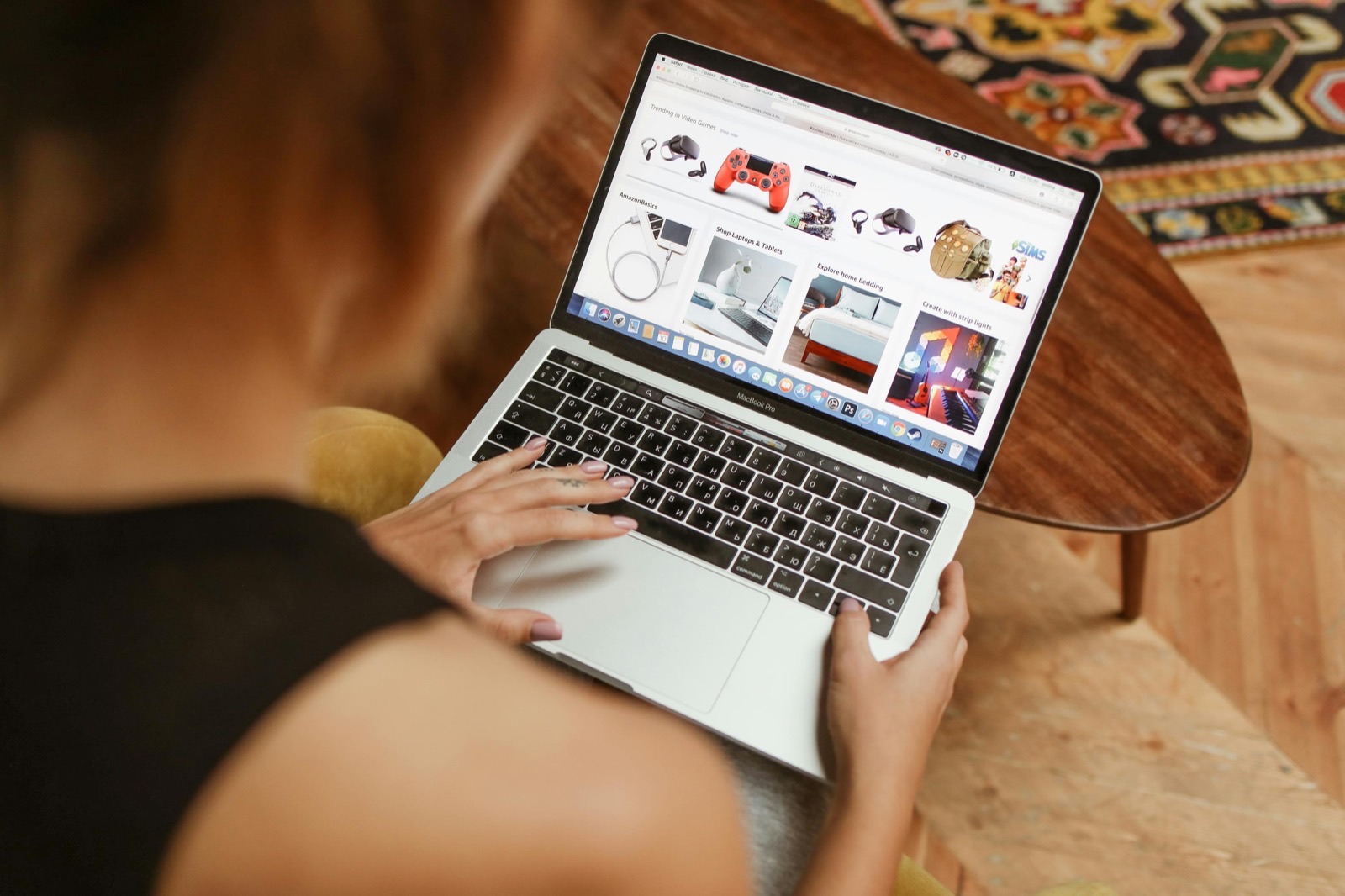 Shopper browsing products on a laptop